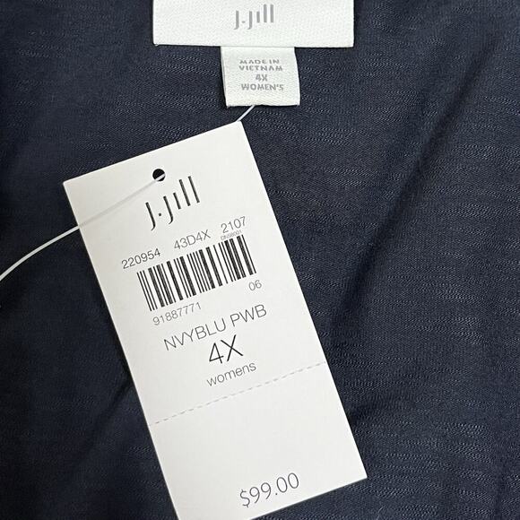 J Jill Floral Jersey Midi Skirt Size 4X Navy Pull On Stretch Knit Comfort NEW - Picture 4 of 6